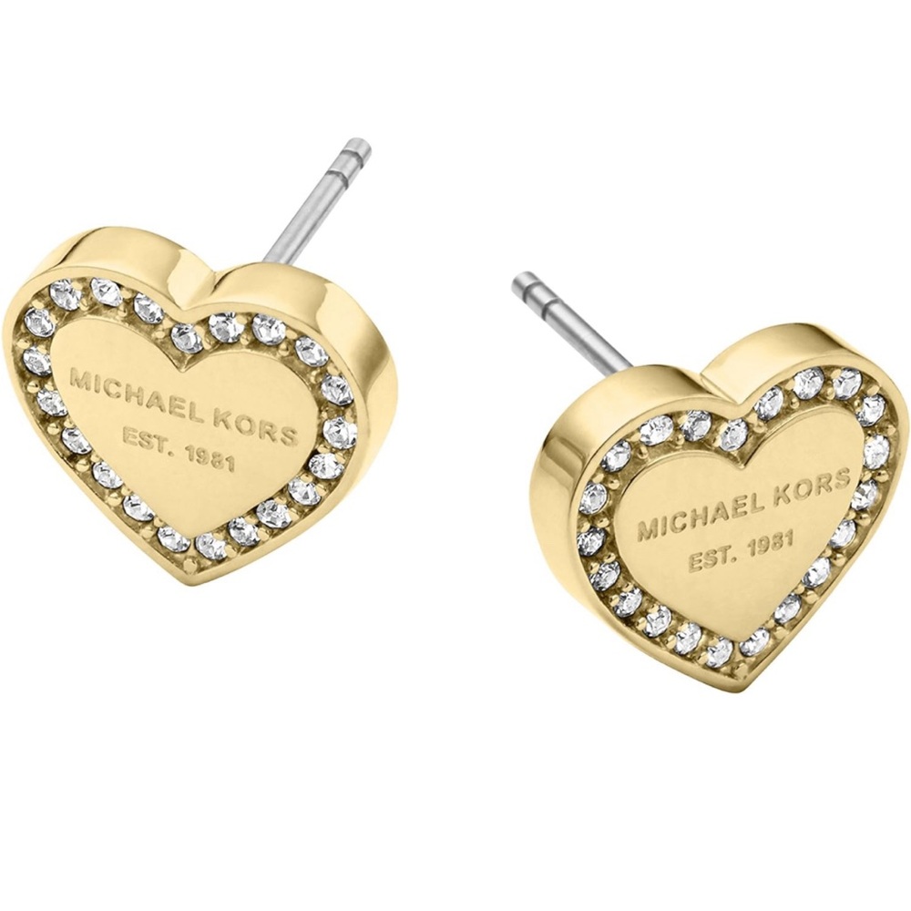 NWT Michael Kors gold tone heart earrings